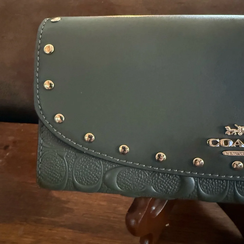 Coach Leather Rivet Slim Envelope Wallet - Picture 11 of 13